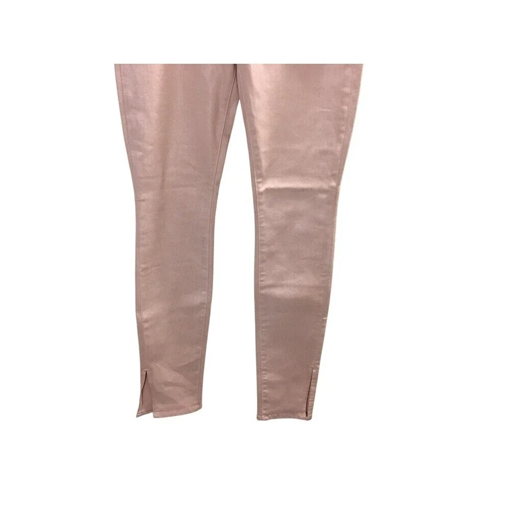 L'Agence Jeans Women's Size 25 Petal Pink Coated Josie Skinny Side Seam Slit
